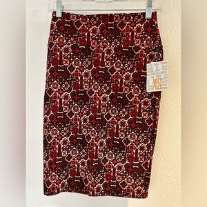LuLaRoe Red and Black Patterned Stretchy Pencil Skirt Size XS